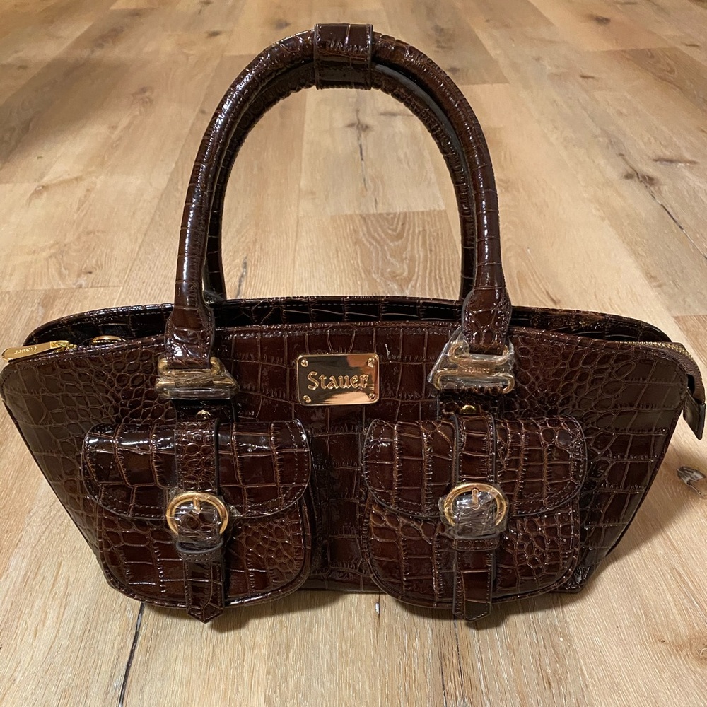 Stauer crocodile embossed handbag